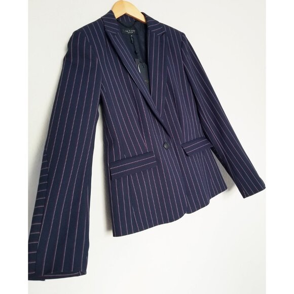 NEW Rag & Bone Navy Stripe Lexington Blazer Size 6 Pinstriped Quiet Luxury $550 - Picture 15 of 16